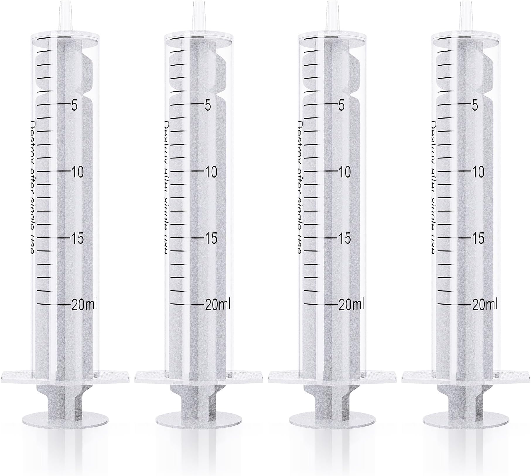 20ml/cc Syringes without Needle, Plastic Luer Slip Syringe No Rubber Ring, Reduce Mess, 20 Pack