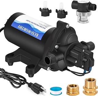 ECO-WORTHY 33-Series 110V AC 4.0GPM 50PSI Diaphragm Water Pump for RV Marine Irrigation - Self-Priming with Hose Adapters