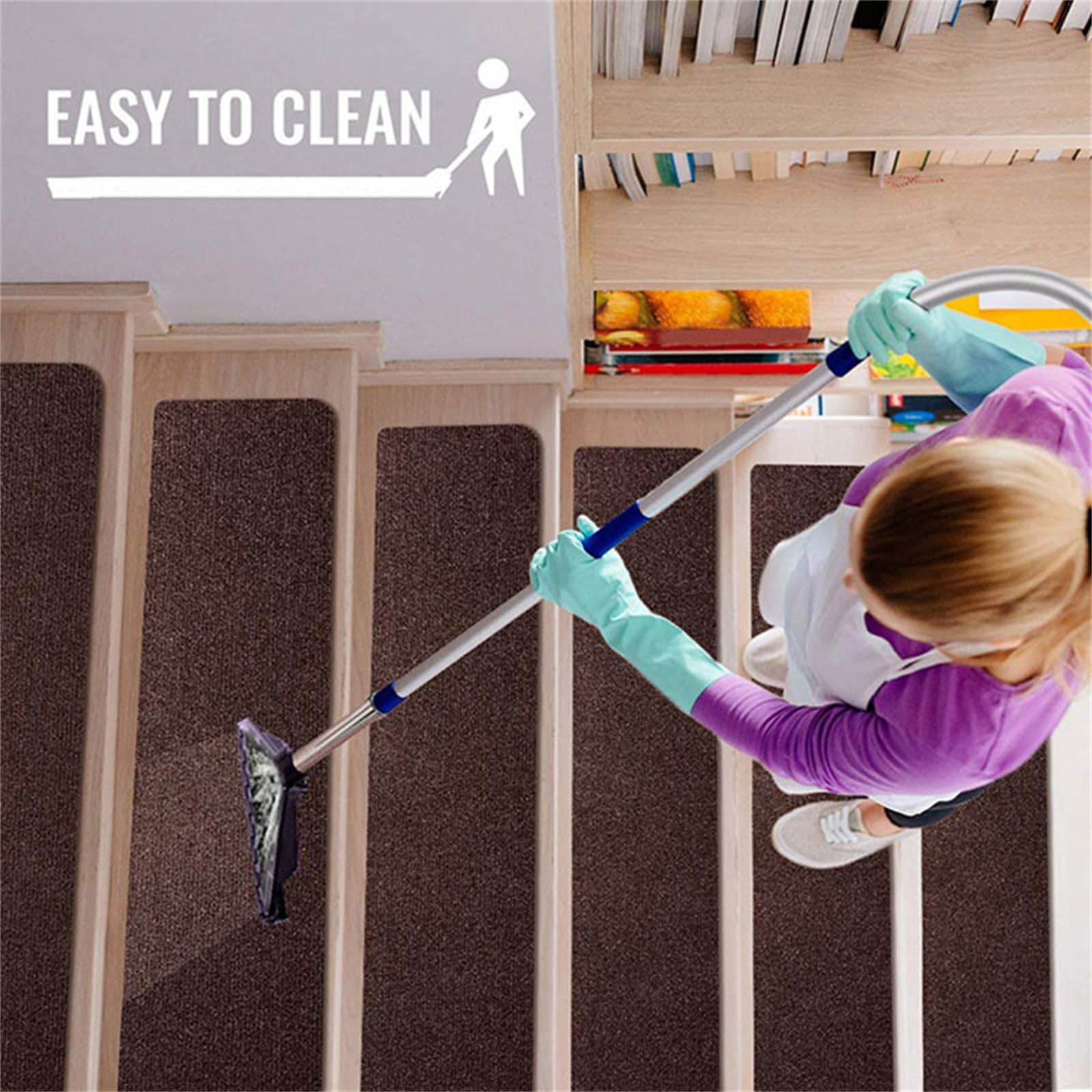 Lot de 8 tapis d'escalier autocollants, antidérapants, amovibles et réutilisables, idéal pour les enfants, les personnes âgées et les animaux domestiques (lot de 8, bandes de couleur)