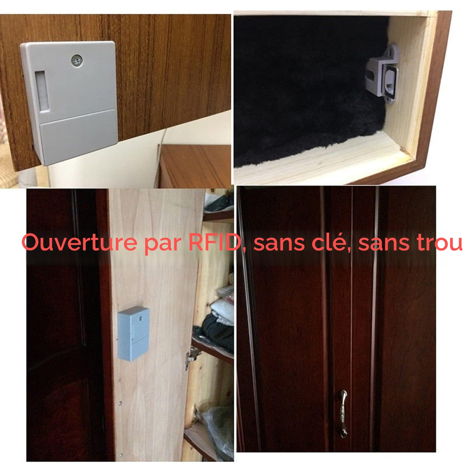 Serrure de porte à piles avec carte à puce IC, capteur pour placard et tiroir, SmartLock intelligent invisible et numérique DIY sans trou perforé