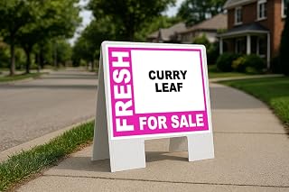 Curry Leaf Fresh For Sale Pink Folding Coroplast A-Frame with Double-Sided 23in x23in