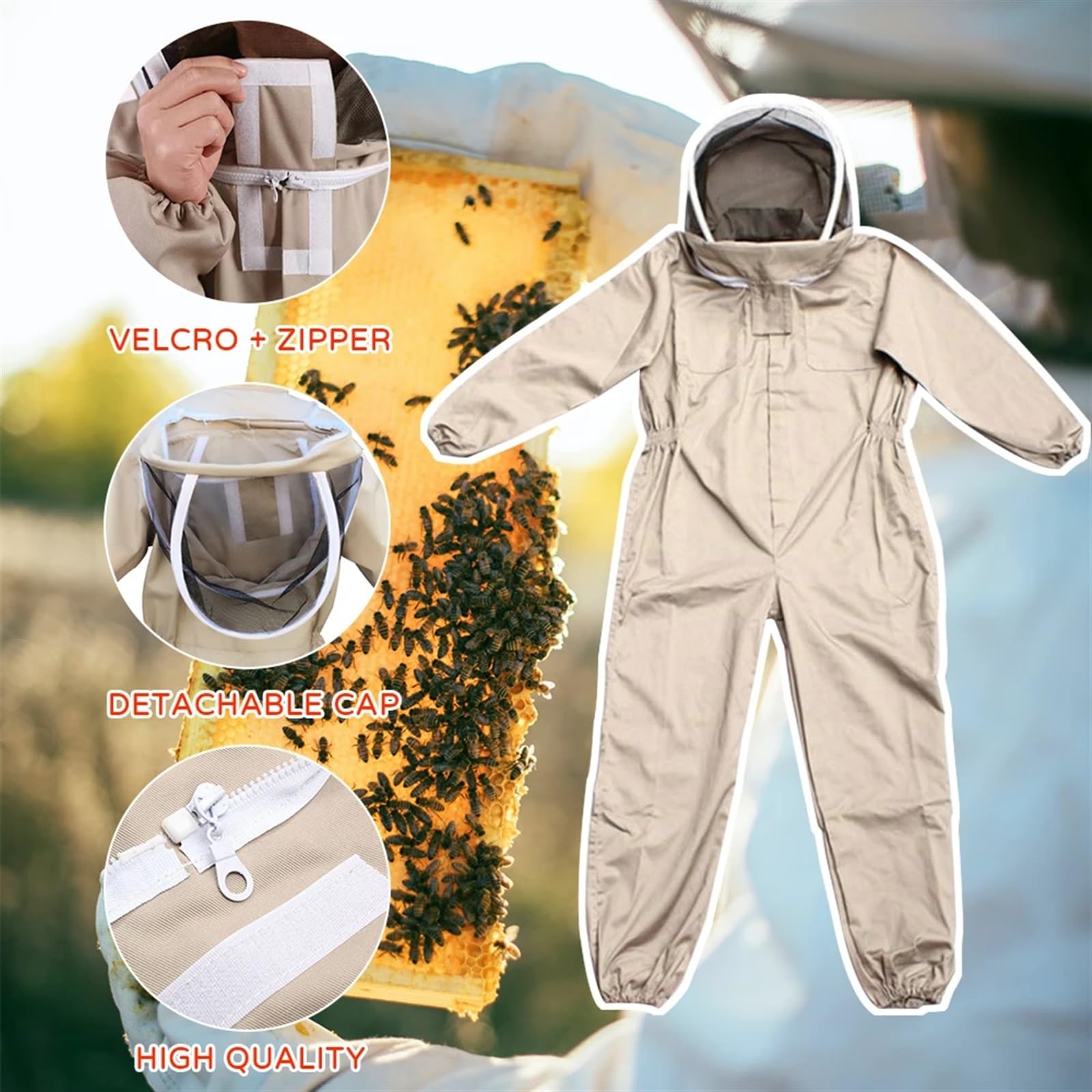 Abbigliamento for apicoltura completo for il corpo. Tuta professionale for | Con guanto in pelle ventilato Abbigliamento protettivo Abbigliamento di sicurezza agricola(Thick XXL)