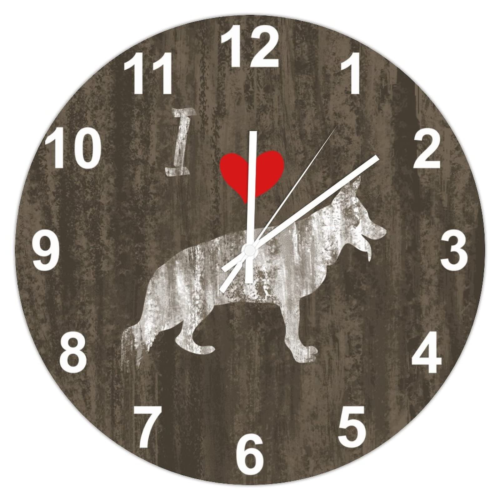 Horloge German Shepherd silencieuse à quartz pour un salon apaisant