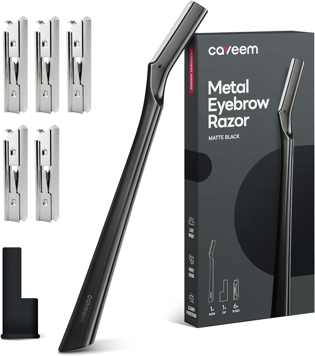CAVEEM Eyebrow Razor, Face Razor for Women & Men, 6 Blades, Matte Black