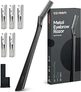 CAVEEM Eyebrow Razor, Face Razor for Women & Men, 6 Blades, Matte Black