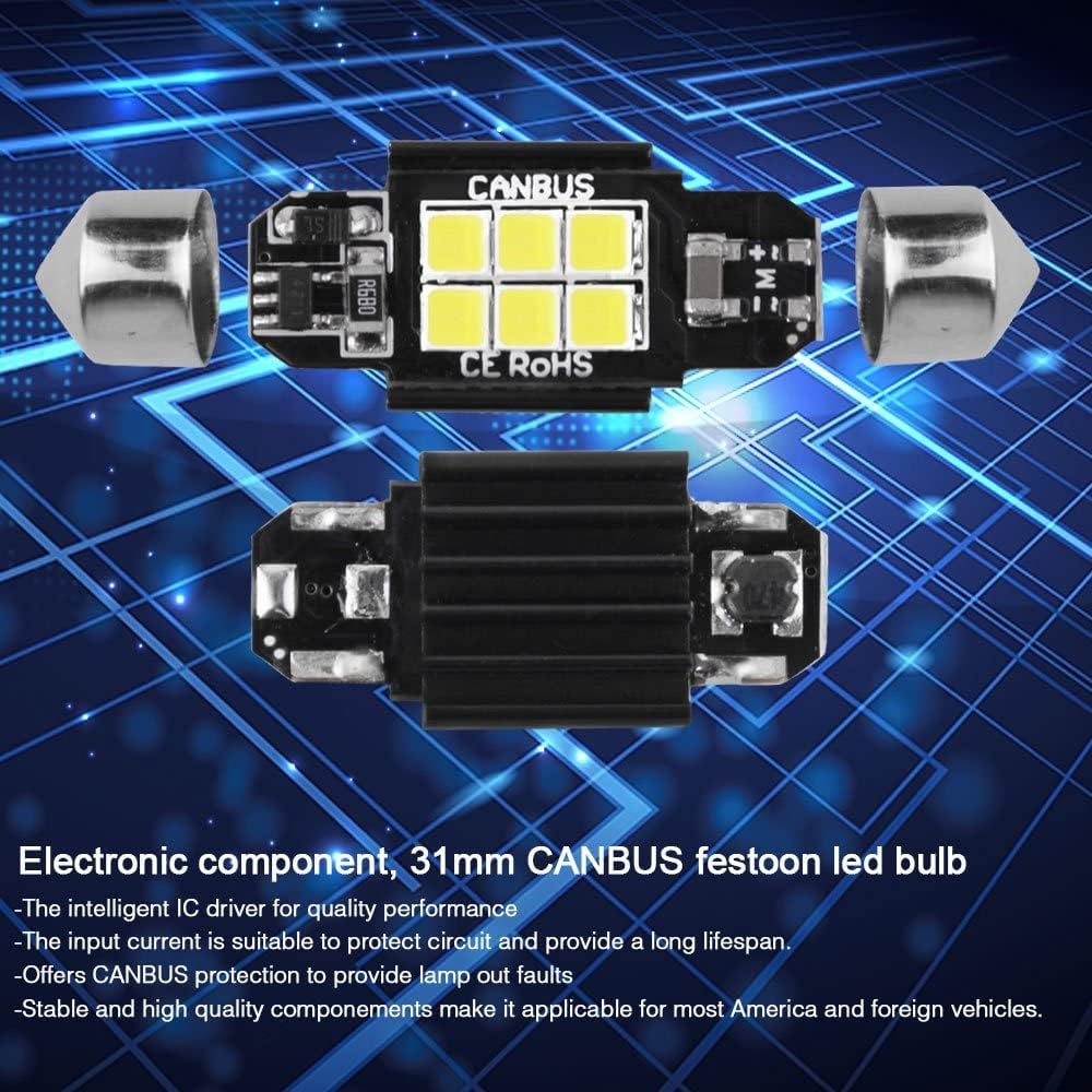 YITAMOTOR DE3175 31mm LED Festoon Bulb White Error Free Super Bright 6000K 3030 Chipsets for Car Interior Dome Map Door Light 3021 3022 3175 6428 4 Pack