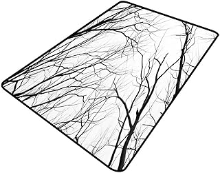Broadloom Black Branches Printing Patterns Anti-Slip Backing Area Rugs Stain Resistant Washable Accent Rugs Non Shedding Floor Carpet for Living Room Bedroom, 18 x 30 Inch - Buy now