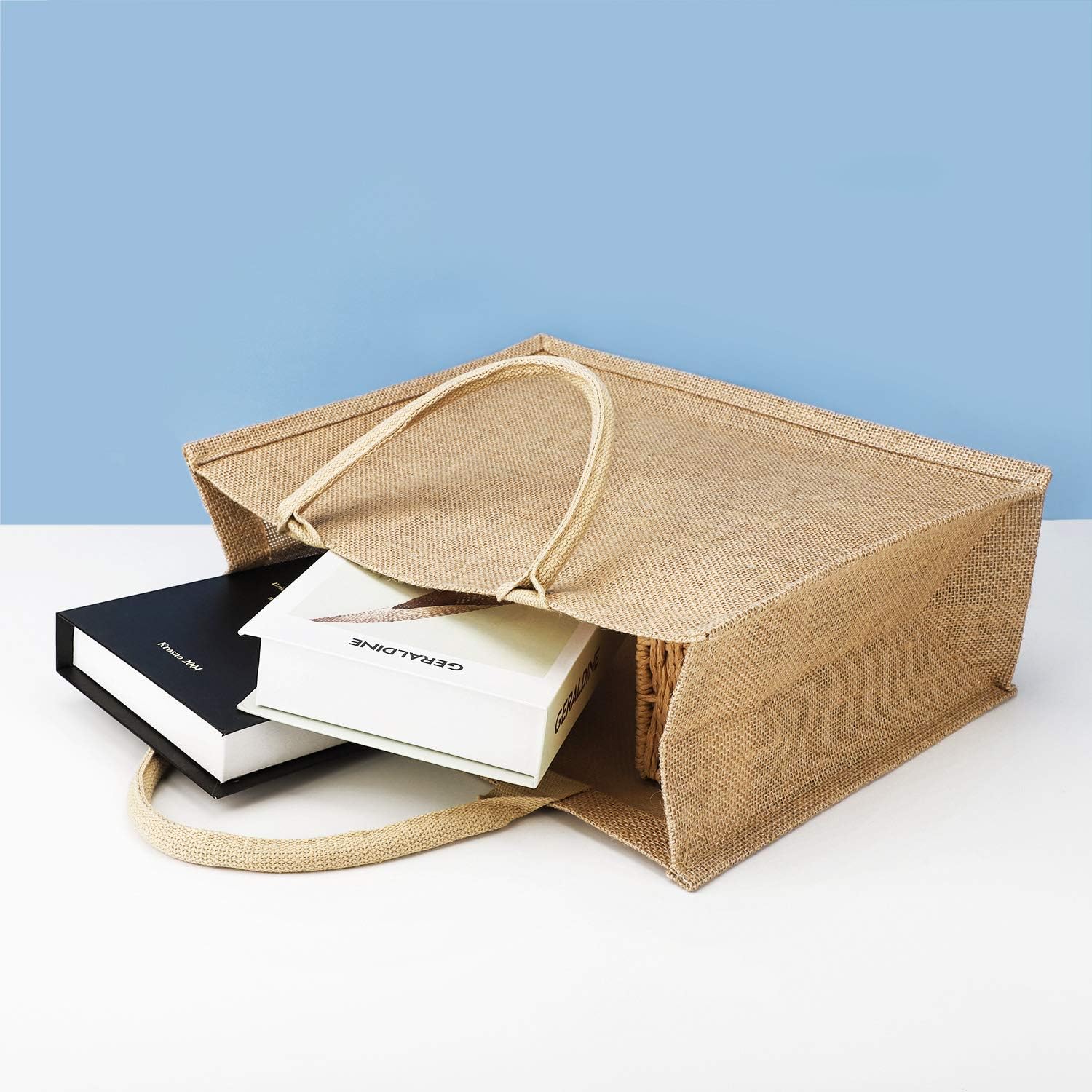 Segarty Tote Bags, 6 Pack Large Burlap Reusable Jute Canvas Gift Favors Bag with handles Blank Tote Bulk for Bridesmaid Wedding, Women Market Grocery Shopping, Bachelorette Party, Beach Trip, DIY - Image 7