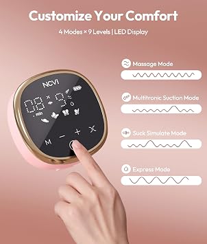 NCVI Double Electric Breast Pump - Ultra-Quiet and Pain Free Pink