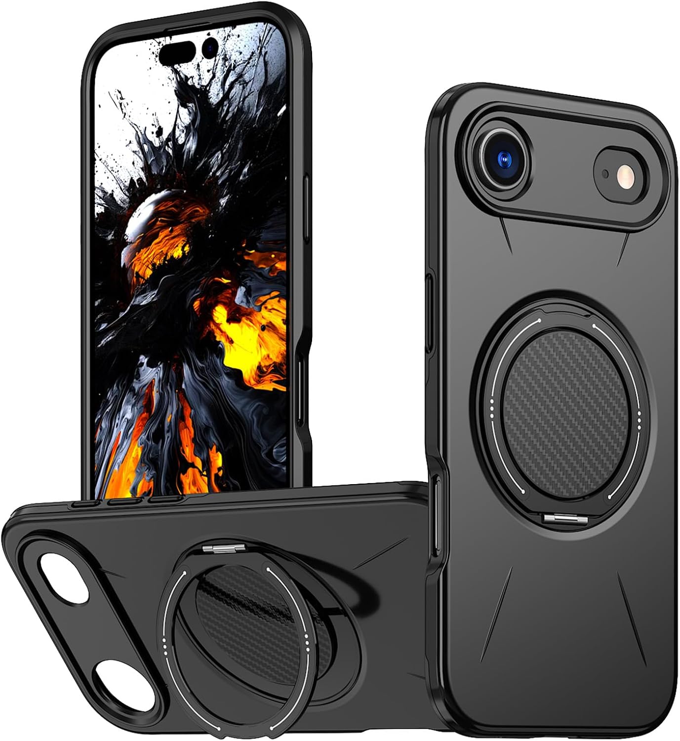 360° Magnetic Ring Stand Case for iPhone 17 Air, Military-Grade Drop/Scratch Resistance, Rugged Heavy-Duty Shockproof Cover with Raised Edges, MagSafe Compatible