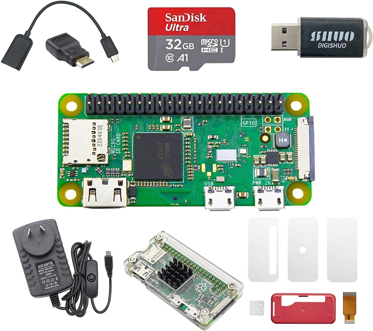 DIGISHUO Raspberry Pi Zero WH Complete Kit 1GHz 512M Wtih Two Case 32G ...