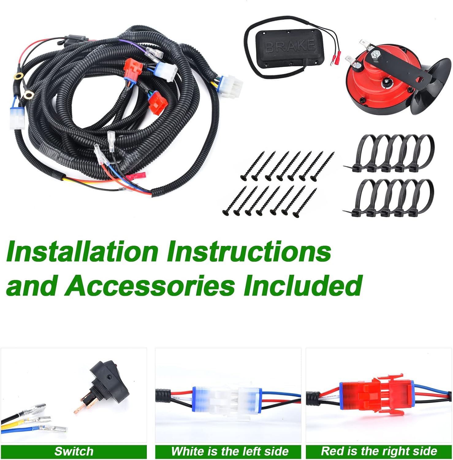 LED Headlight Tail Light Kit Compatible with Club Car DS Golf Carts 1993-UP 12V Street Legal Light Kit with Turn Signal Wire Harness Compatible with Club Car DS for Gas and Electric