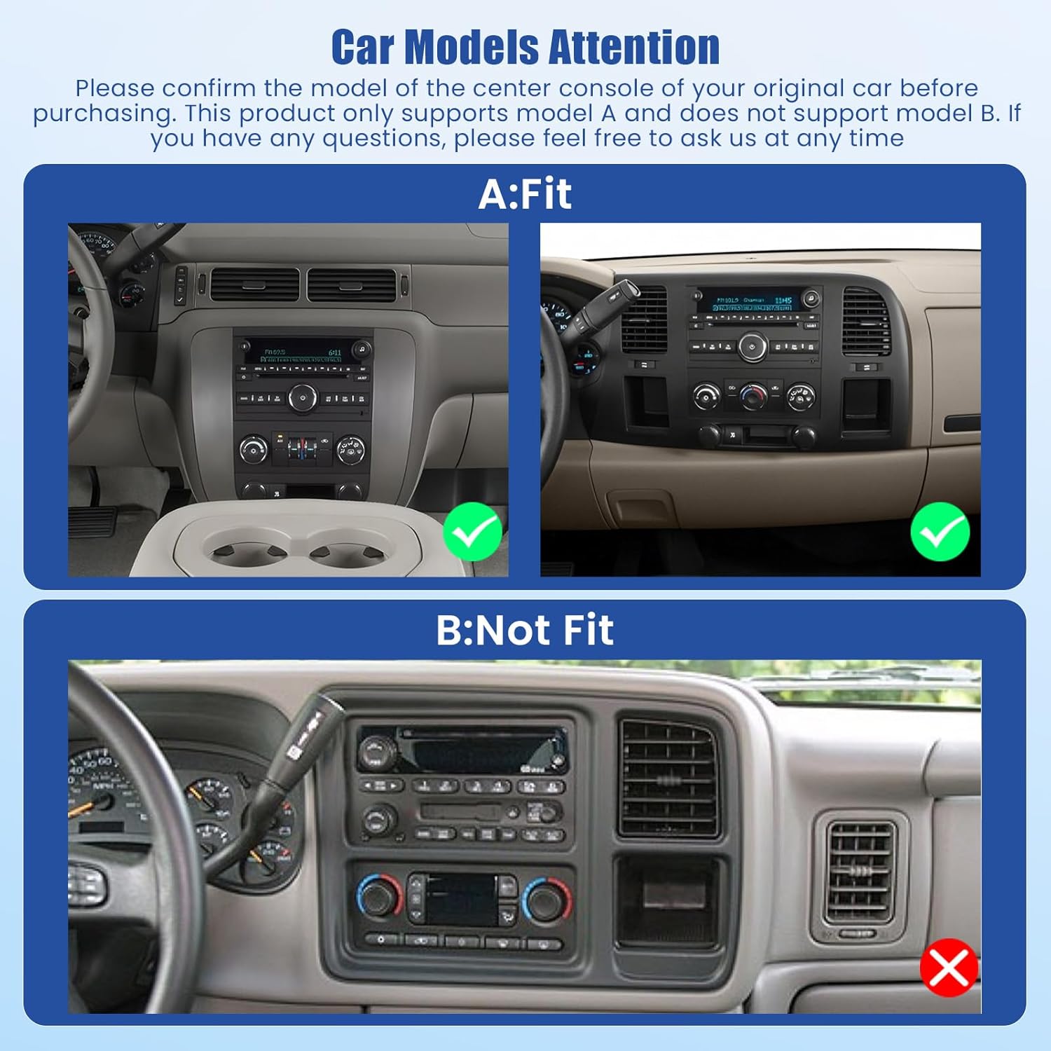[4+64GB] Android 15 Car Radio for Chevrolet Chevy Silverado/GMC Yukon 2007-2014 with Wireless Carplay/Android Auto, 10 Inch HD Touchscreen Car Stereo with GPS WiFi Bluetooth FM/RDS EQ SWC
