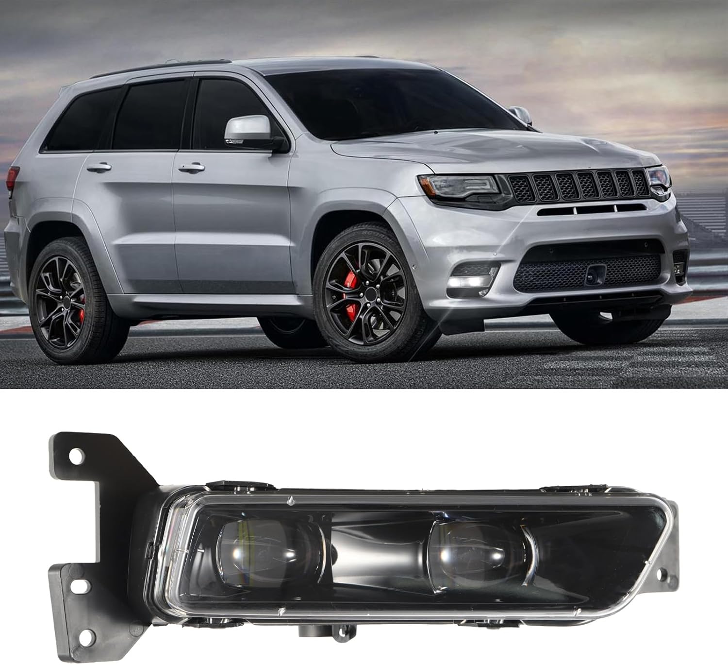 GearUp Right Passenger Side LED Fog Light for Jeep Grand Cherokee SRT 2017-2022 for Dodge Durango SRT 2014-2022 Front Bumper With Bulbs Assembly 68275510AC