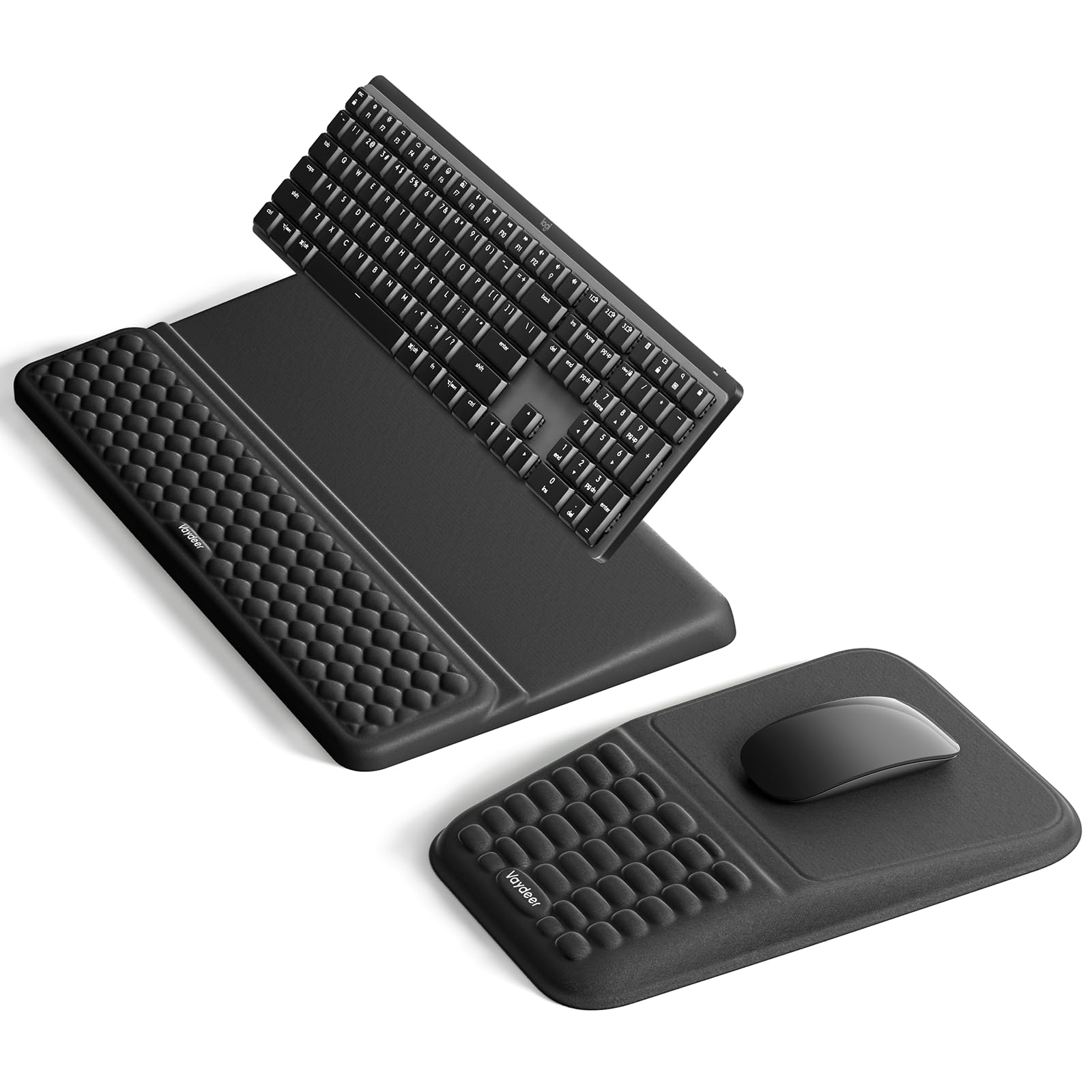 Vaydeer Keyboard Stand and Mouse Pad Set with Wrist Rest Soft Memory Foam Wrist Support Ergonomic Wrist Cushion