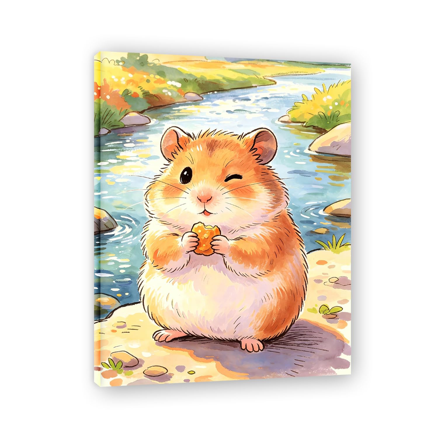 TNGHHSGA Cuentos de Aventuras de Zizi 6Cuadro Infantil de Hámster Adorable, Lienzo Decorativo para Habitación de Bebé, Niños y Sala de Juegos70x91cm Lienzo envuelto