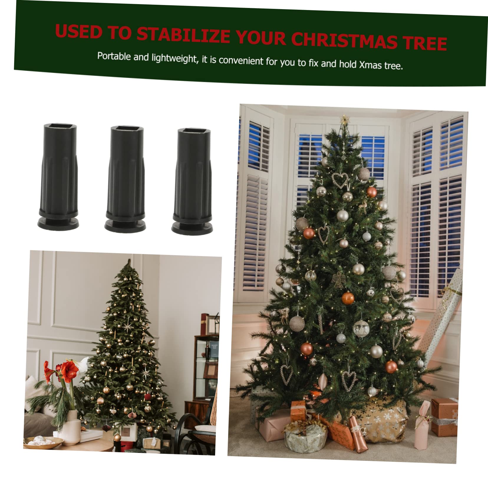 NOLITOY 6pcs Xmas Tree Holders Black Plastic Stands for Artificial Christmas Trees Stable Support Base for Festive Decorations Easy Setup Accessory