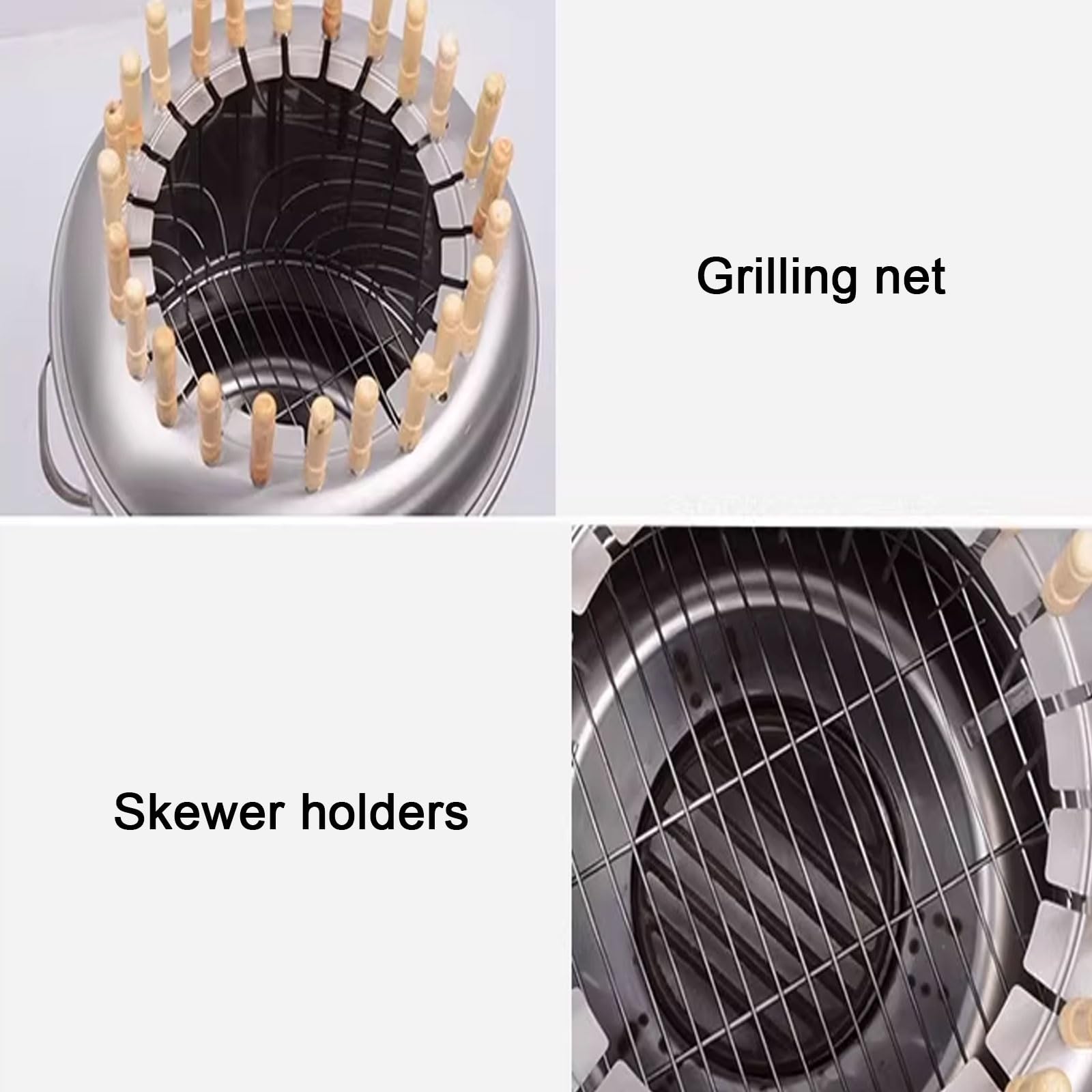 Wędzarnia Wielofunkcyjna z Termometrem Grill ze Stali Nierdzewnej 430 z Różnymi Akcesoriami Równomierne Nagrzewanie 360° do Pieczenia Kaczki, Kurczaka, Indyka i Wieprzowiny