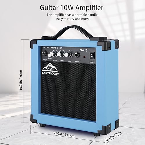 Miniatura 7 de EASTROCK Kit de guitarra eléctrica de tamaño completo de 39 pulgadas para principiantes con amplificador de 10 W, bolsa, cejilla, correa para el