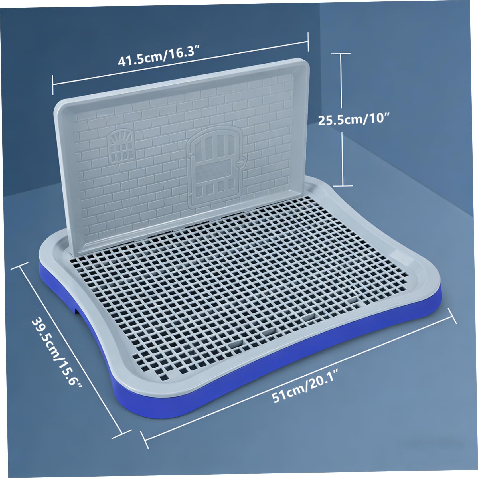 Plateau de Pot d'intérieur pour Toilettes pour Chien, avec parois Hautes, Support Amovible en Maille pour Pipi, pour Chiots et Petits Chiens, Bleu