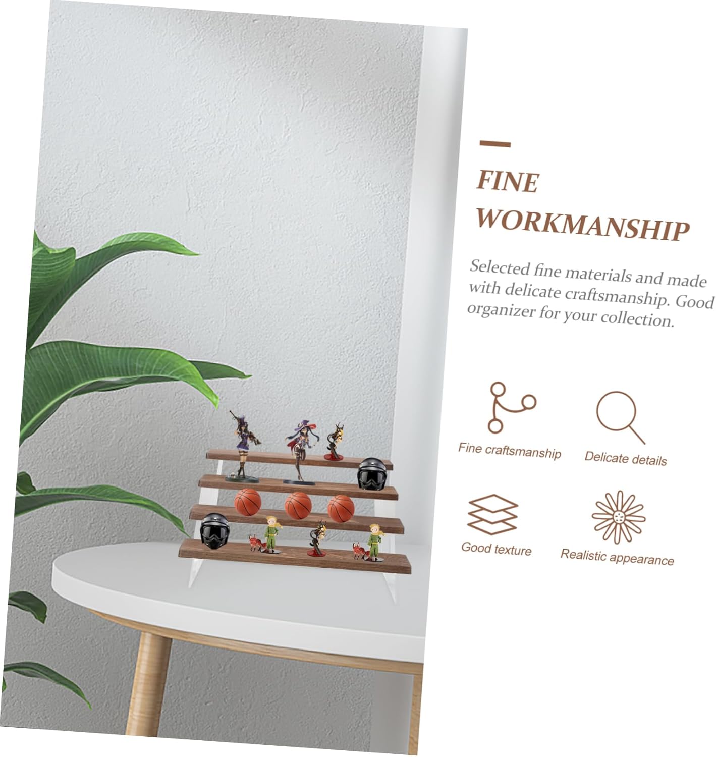 4tier Acrylic and Wood Doll Display Rack Statuette Storage Stand for Toys Figures and Collectibles Easy Installation Stylish Design for Home and Office Decor