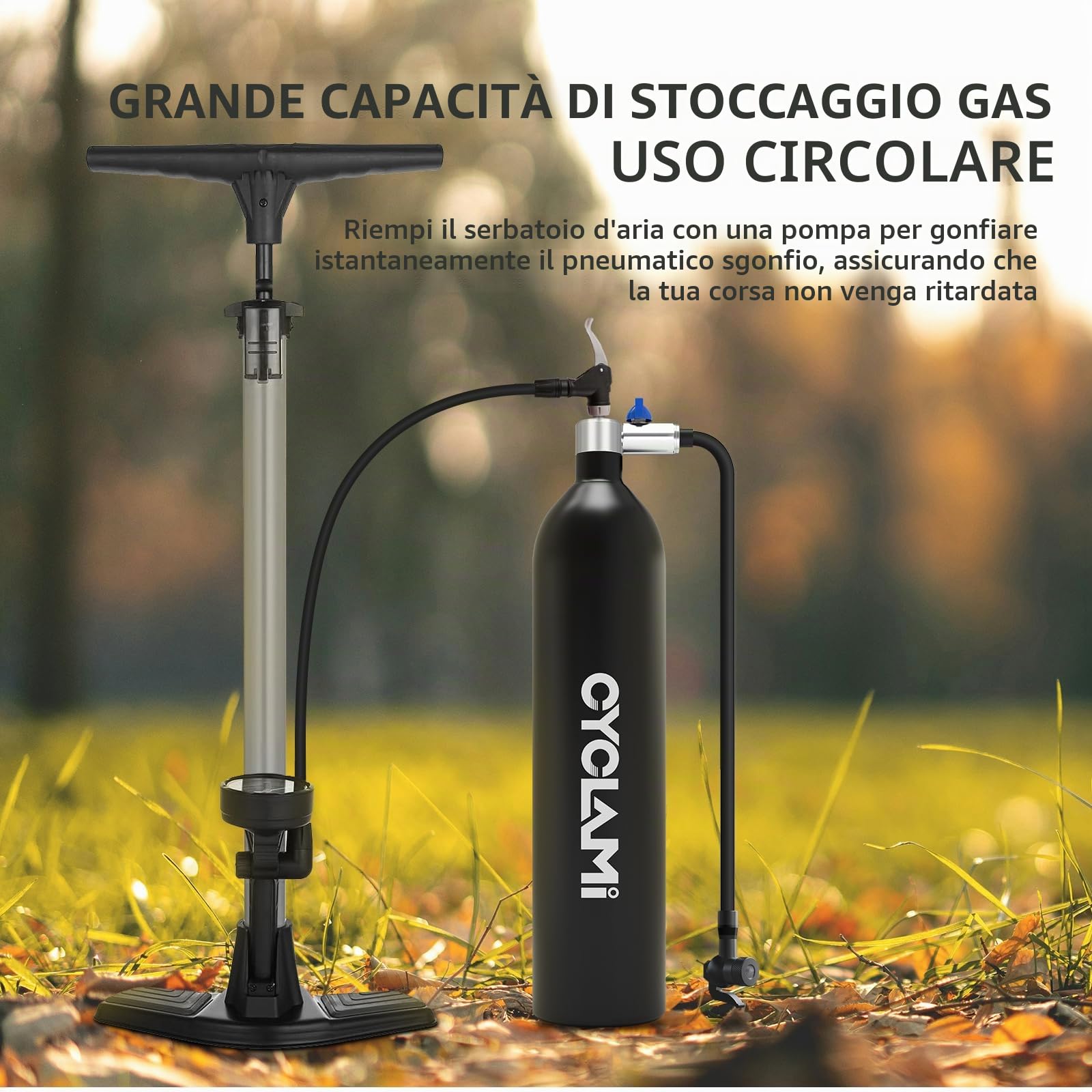 TIRE BOOSTER Gonfleur Tubeless da 1.3 litri per biciclette da strada e da montagna con AV/FV