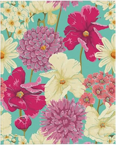 Miniatura 9 de Manta floral para mujer, suave manta de forro polar de verano de 50 x 40 pulgadas, manta ligera de viaje para cama, sofá, bonita decoración del hogar