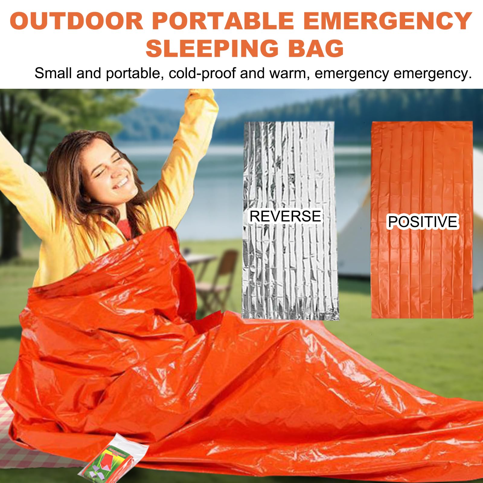 2 Pezzi Bivy Bag, Sacco a Pelo D'Emergenza Impermeabile, Coperta di Sopravvivenza Riutilizzabile, Coperta di Isolamento Termico di Primo Soccorso Ideale per Campeggio, Escursioni e Avventure