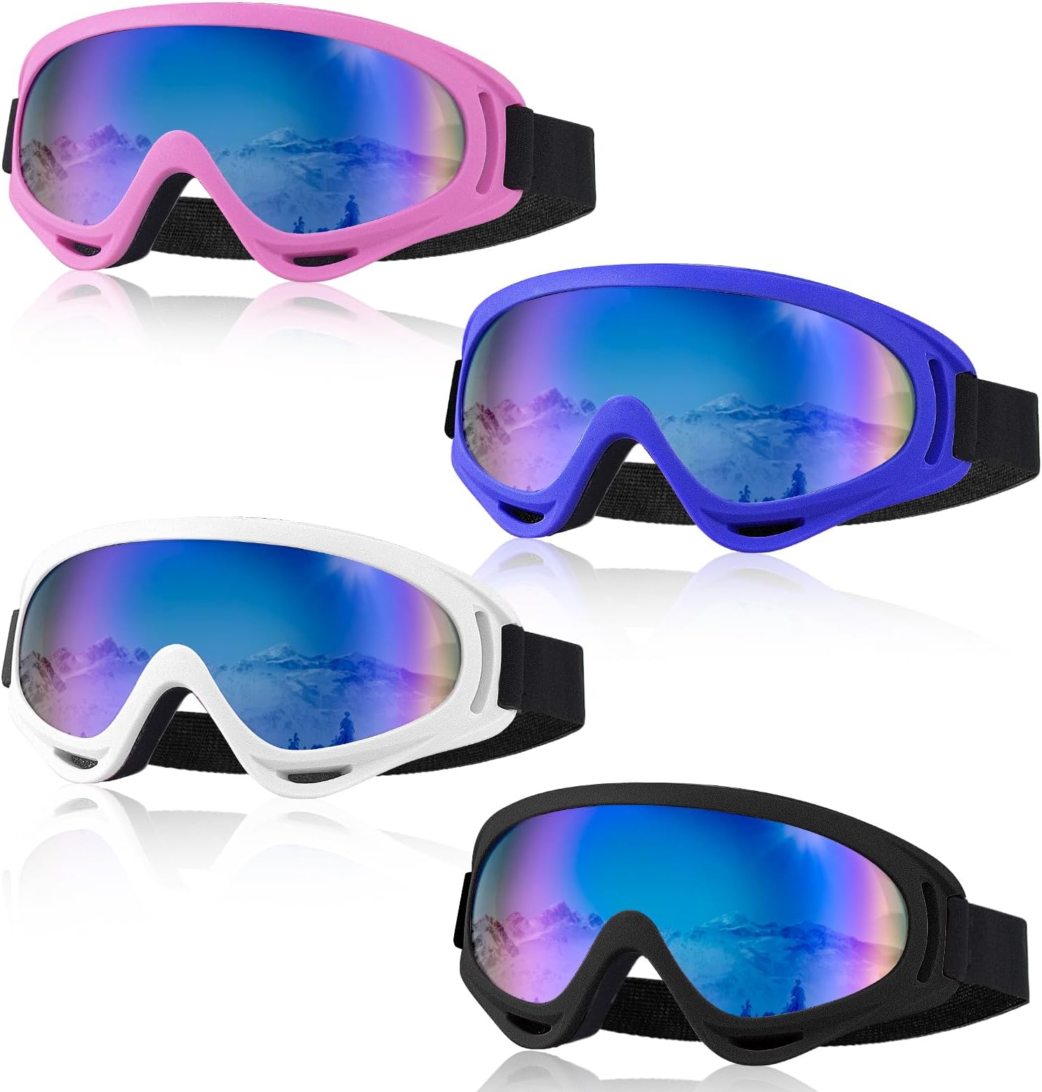 Okabay 4Pcs Ski Goggles Set, Motocross Dirt Bike Motorcycle Goggles, Scratch Dustproof Riding Eyewear for Men Women Youth