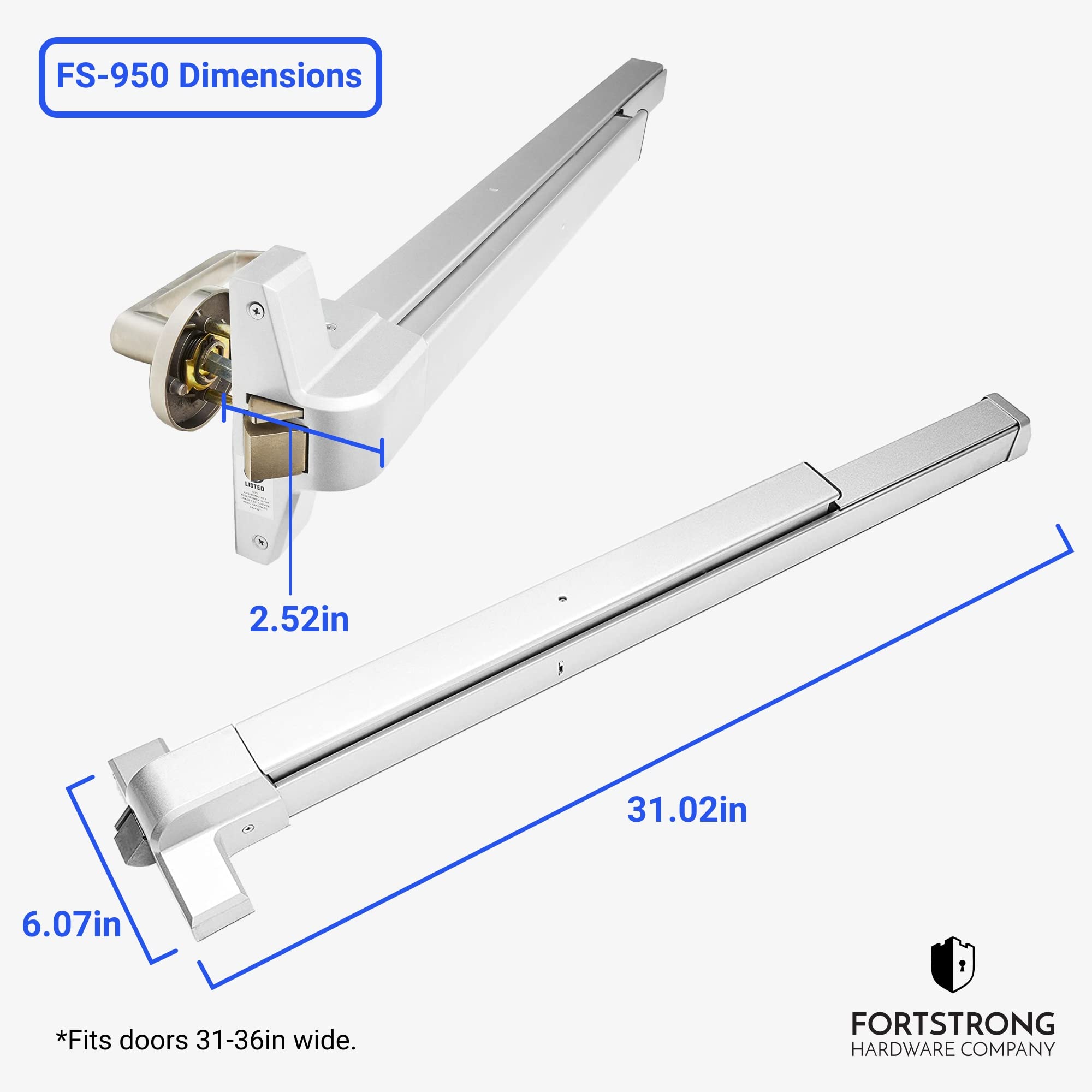 Panic Bar Exit Device Silver FS950 Push Bar for Exit Doors & Exit
