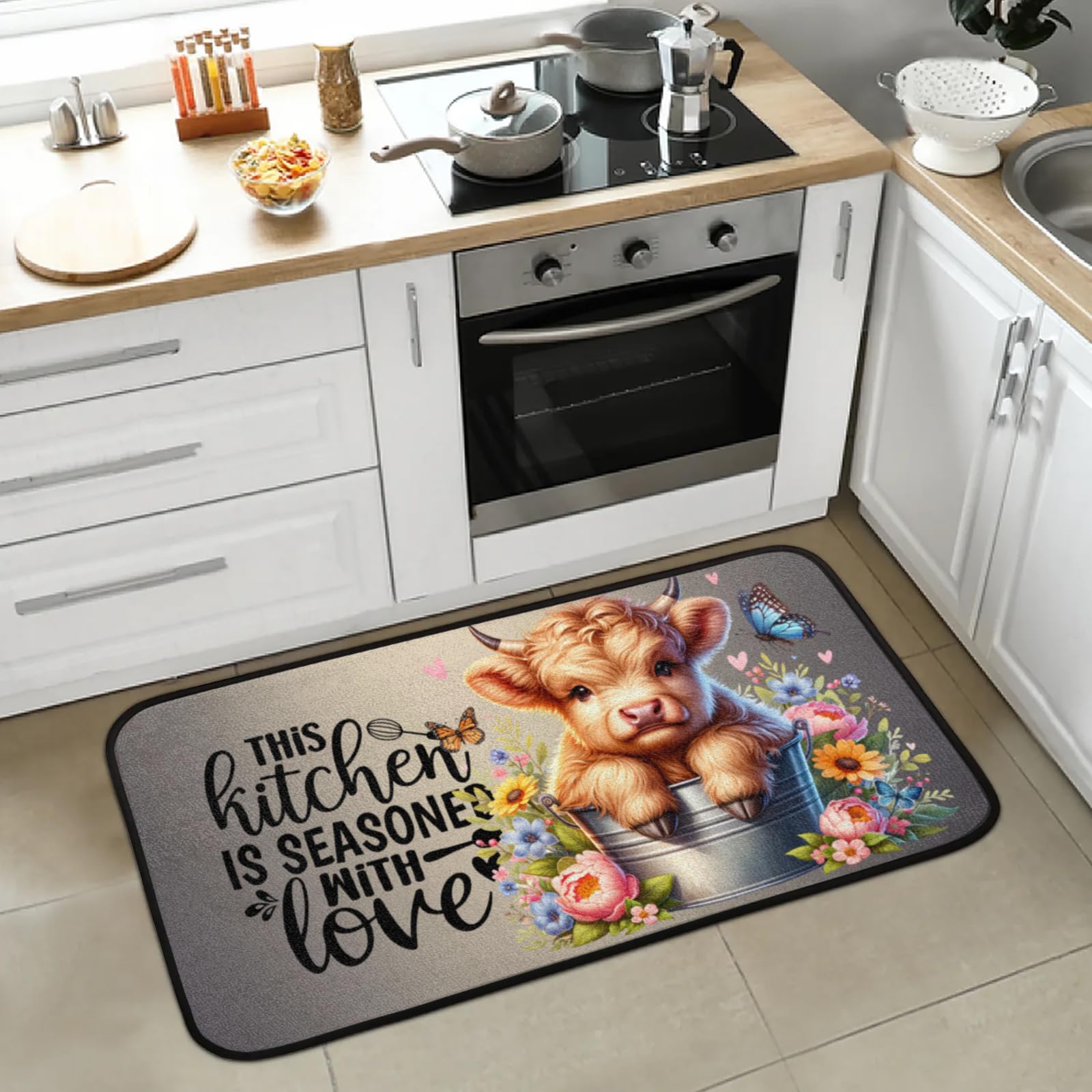 Alfombra de cocina decorativa suave y tapete de bienvenida para entrada