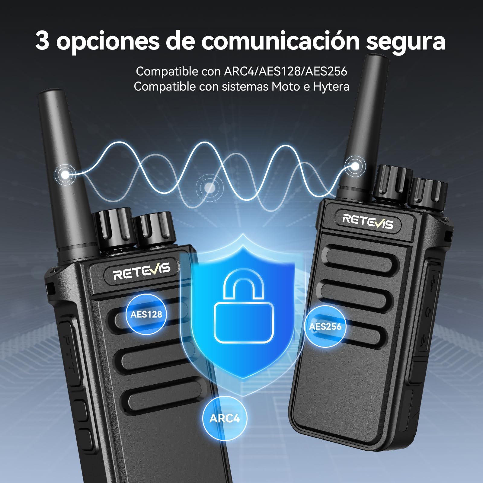 Retevis MateTalk P64 Walkie Talkie Digital sin Licencia, Radio Bidireccional de Largo Alcance Compatible con Repetidor, Llamadas Grupales, VOX, Seguridad, Radio Comercial para Fabrique (Paquete de 2)