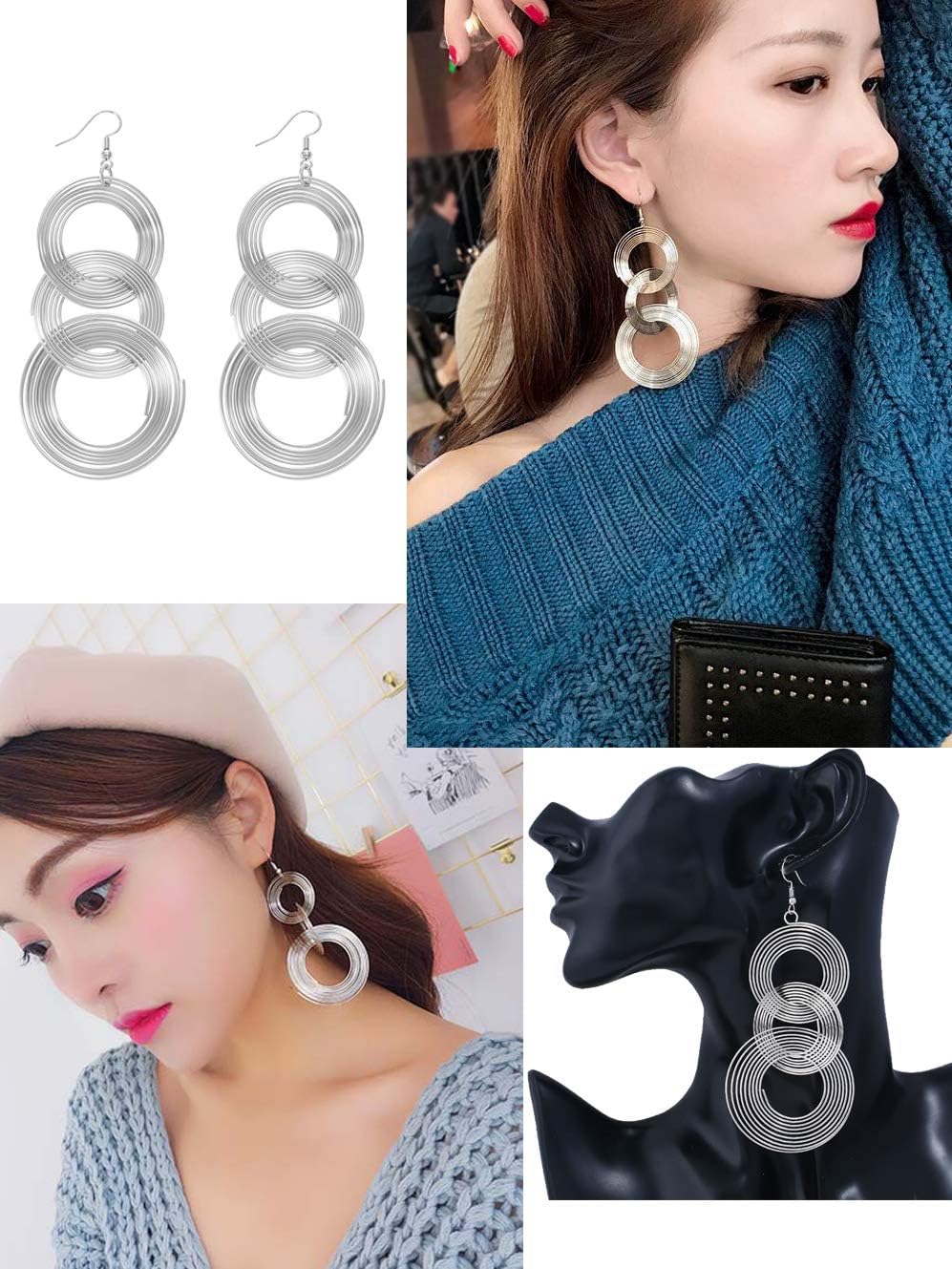 Zealmer Women 16K Gold Plated Long 70s Disco Earrings - Image 2