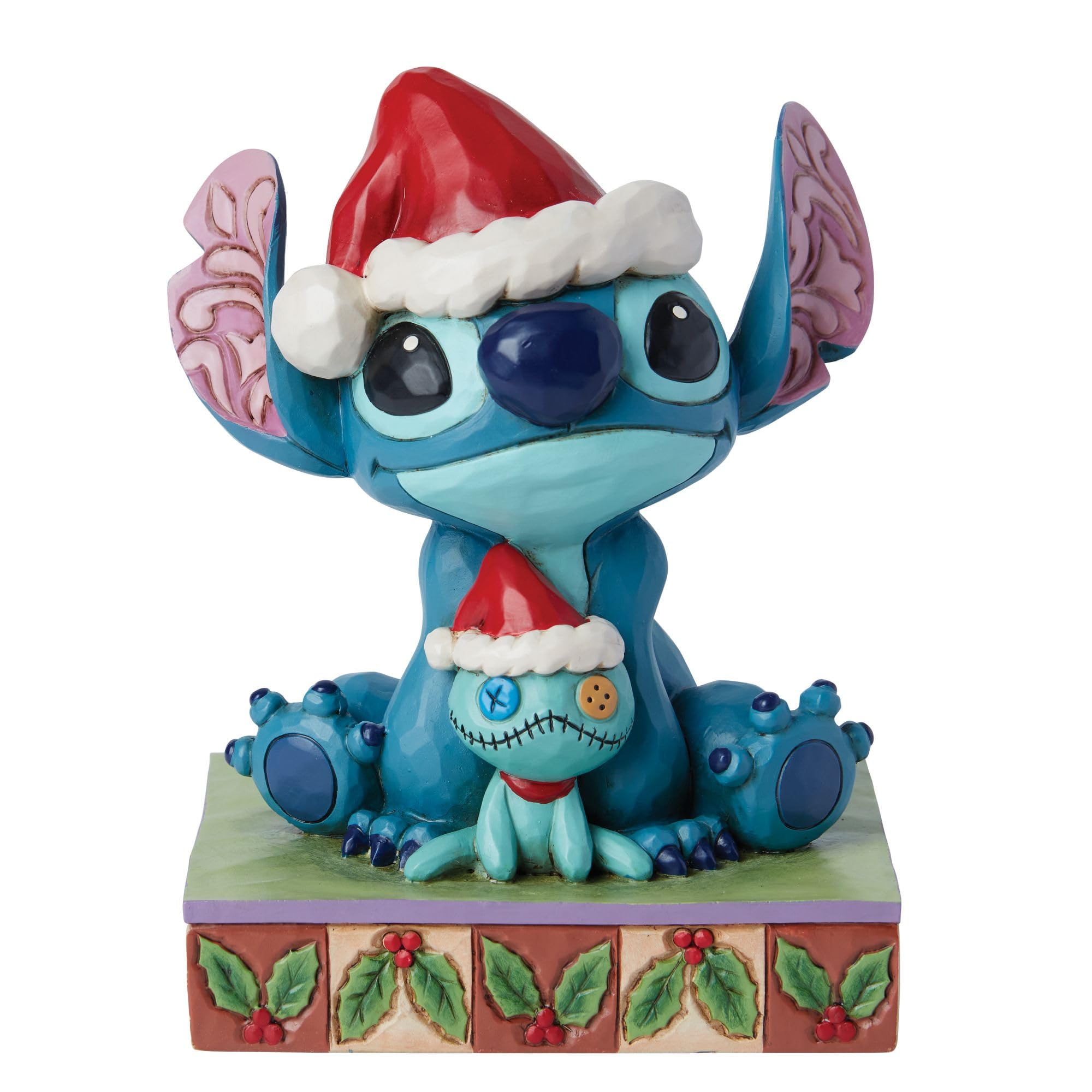 Enesco Disney Traditions Collection by Jim Shore Lilo and Stitch Santa with Scrump Figurine- Stone Resin Hand Painted Crafted Collectible Stitch Christmas Disney Figurines Home Decor Statue, 5.5 Inch