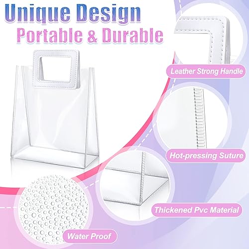 Miniatura 3 de Paquete de 15 bolsas de regalo transparentes con asas, bolsa de regalo de PVC transparente, bolsas de plástico reutilizables grandes para despedidas
