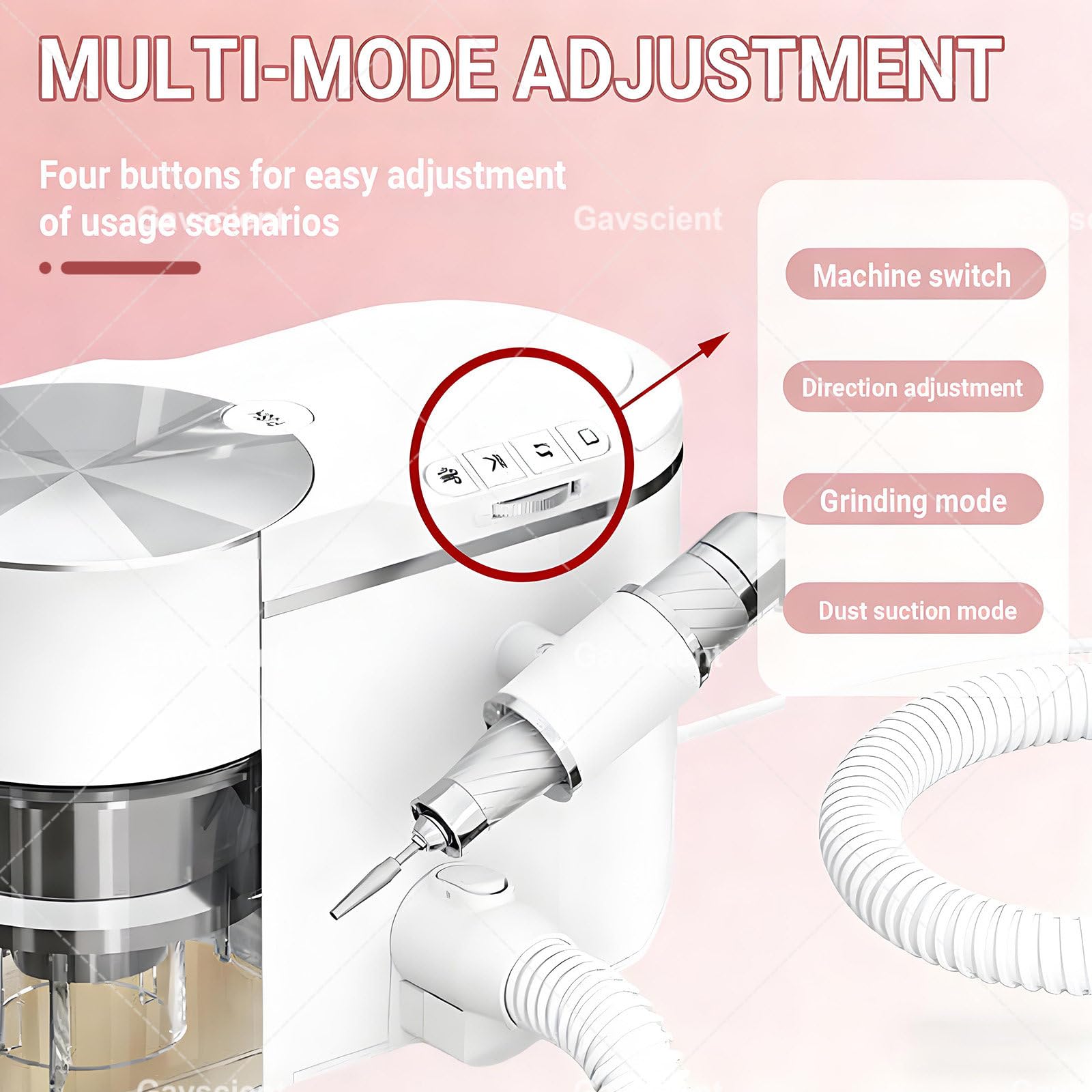 Kit de colector de polvo y taladro de uñas con bajo ruido y succión ajustable para manicura en salón y hogar