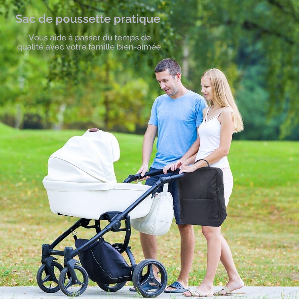 Naviguez facilement dans les aéroports et au-delà : le sac de voyage pour poussette qui vous soutient, Noir