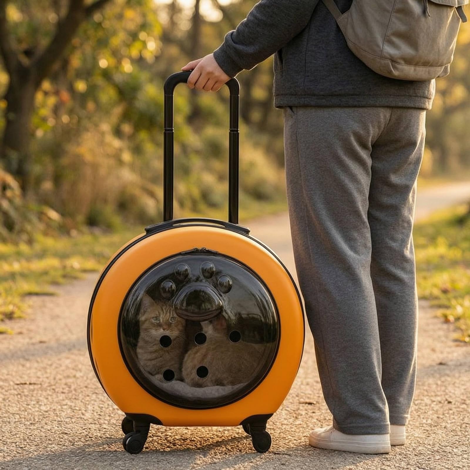 rockible Transportín con Ruedas Amplio Transportín con Asa Telescópica Reforzado para s Pequeños, Viajes, Amarillo