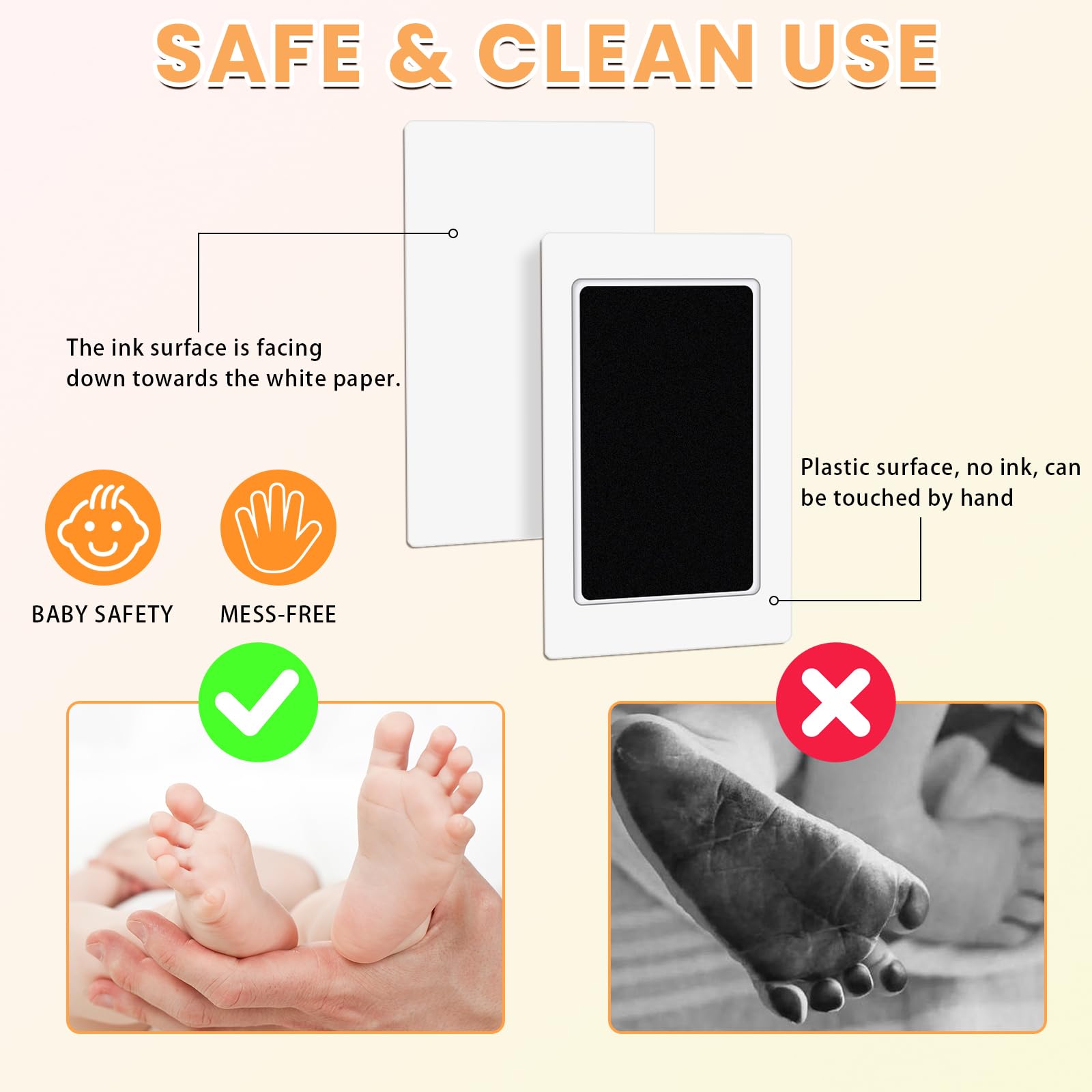 Kit Impronte Neonato - Set 2 Timbri Senza Inchiostro Con Portafoto Legno Per Ricordi Bimbi E Animali