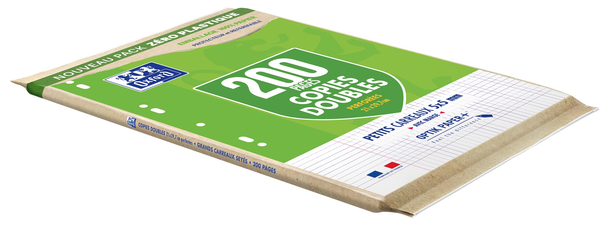 OXFORD 100105678 Lot de 5 Etuis de copies doubles A4 petits carreaux 5 x 5