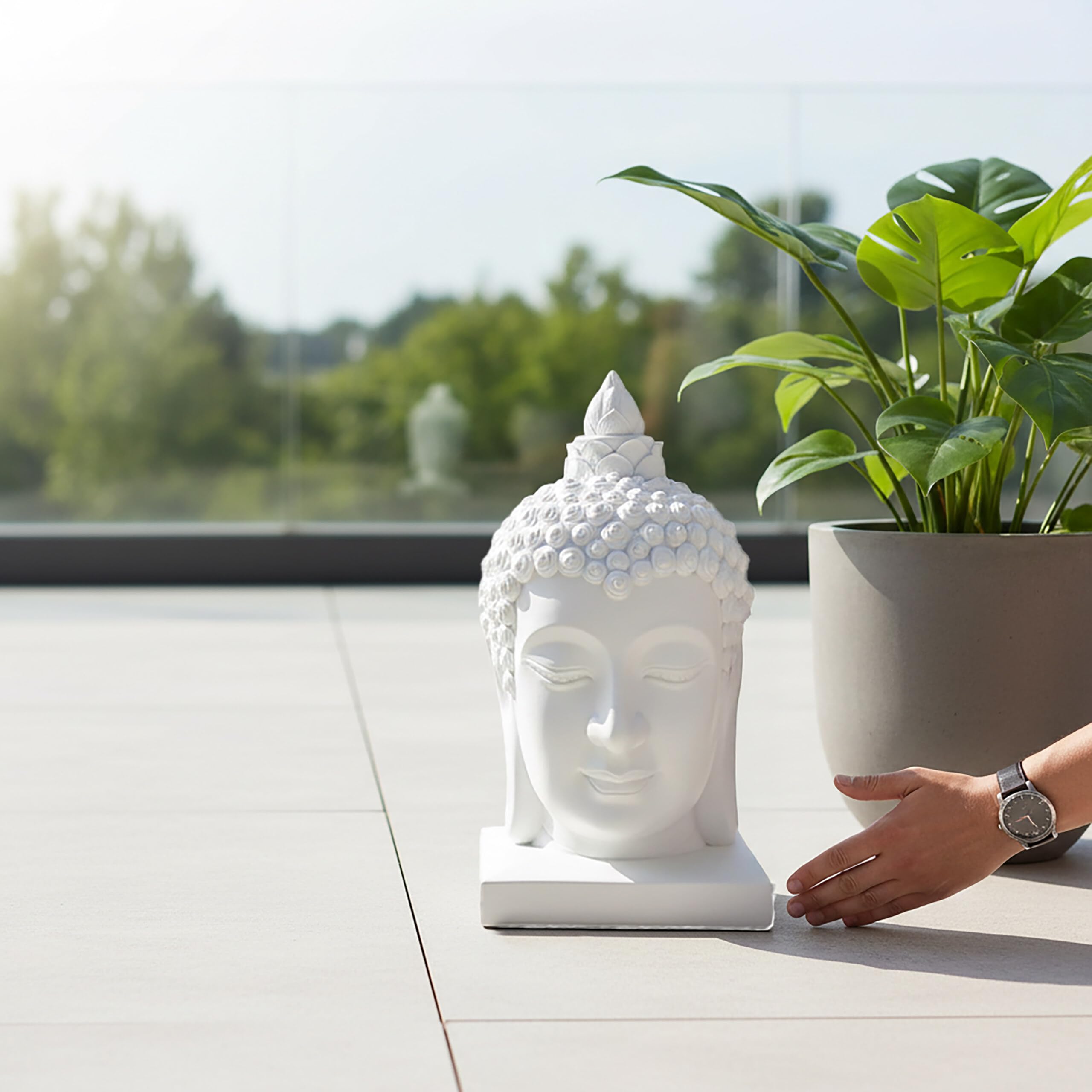 Relaxdays Tête de Bouddha 60×30×30 cm, déco Zen Salon & Jardin, Figurine décorative, résistante intempéries et Gel