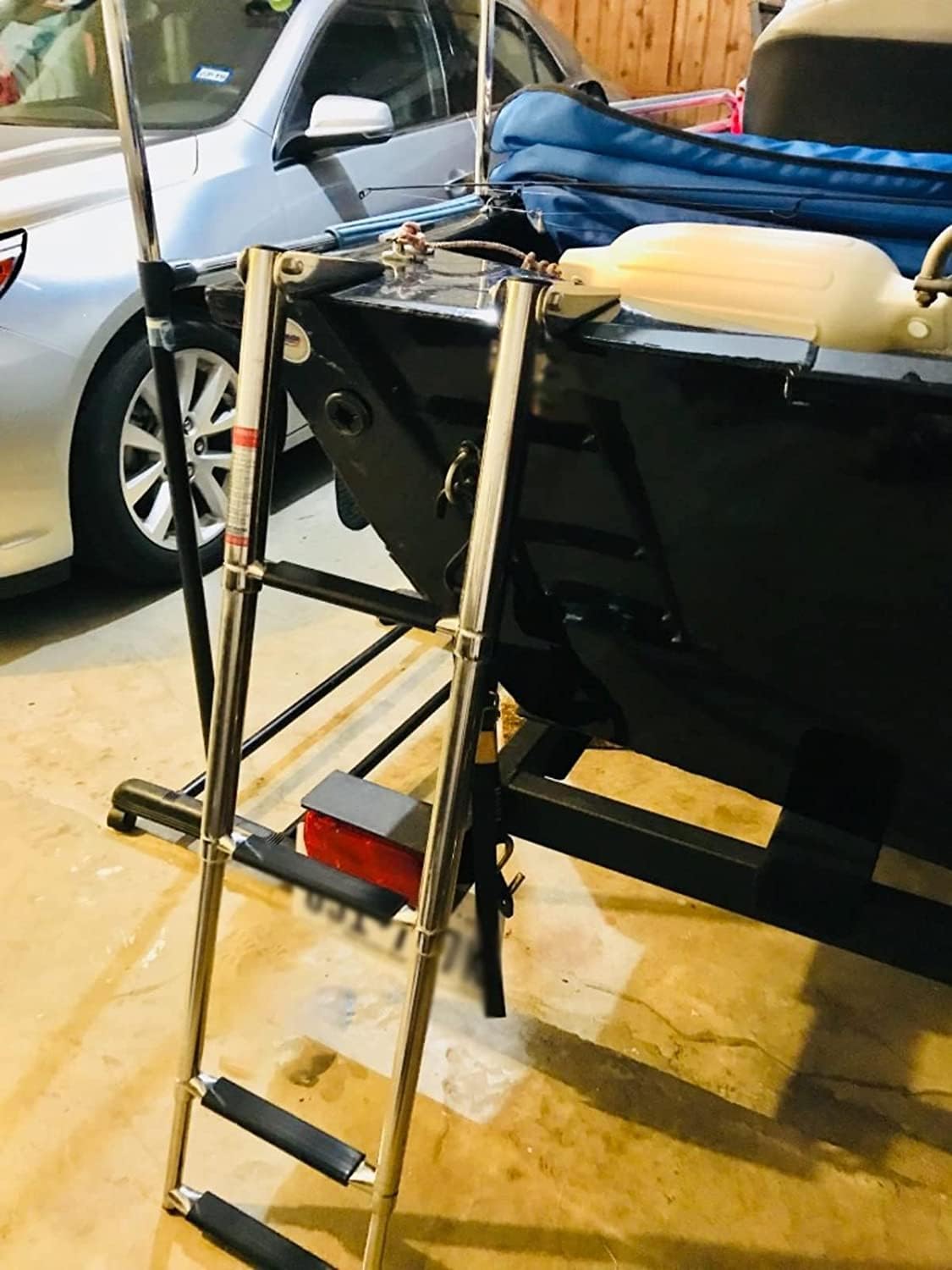 Ladders,4 Steps Pontoon Boat Ladder Folding Non-Slip Swim Dock Ladder Heavy Duty Dock Swim Step Ladder for Marine Yacht Swimming Pool