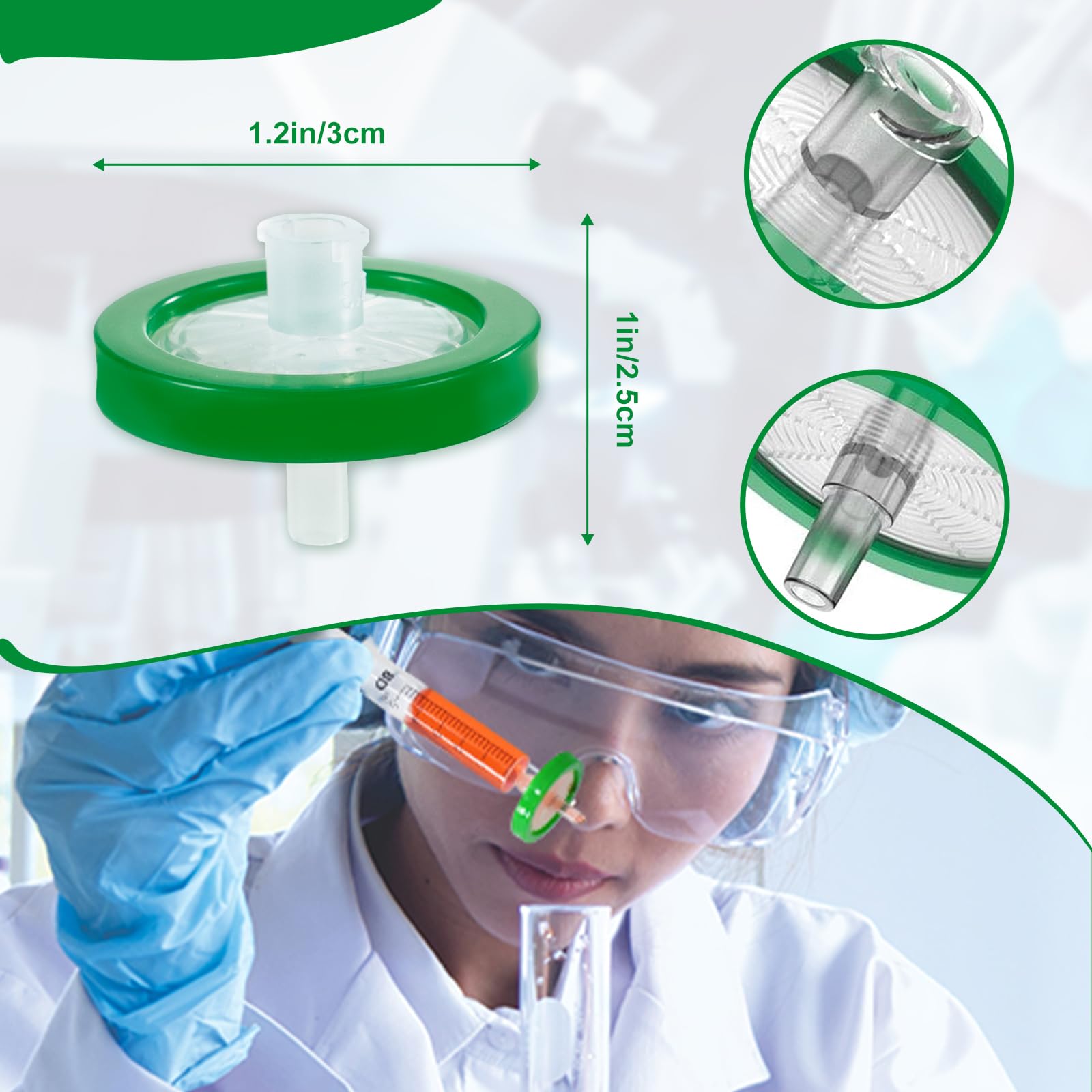 20 filtri a siringa PES, filtro a siringa, idrofobo, filtro a siringa, 0,45 μm, filtro a siringa, filtro sterile, filtro siringa, filtro sterile, filtro a siringa, 0,45 mm, diametro 33 mm (0,45 μm, 33
