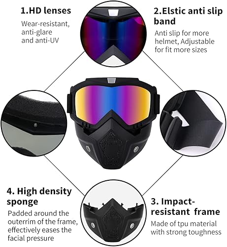 Miniatura 4 de SHUOLIYAN 2 gafas de motocicleta, gafas de motocross, gafas de cuatrimoto, gafas de esquí, adecuadas para hombres, mujeres y jóvenes