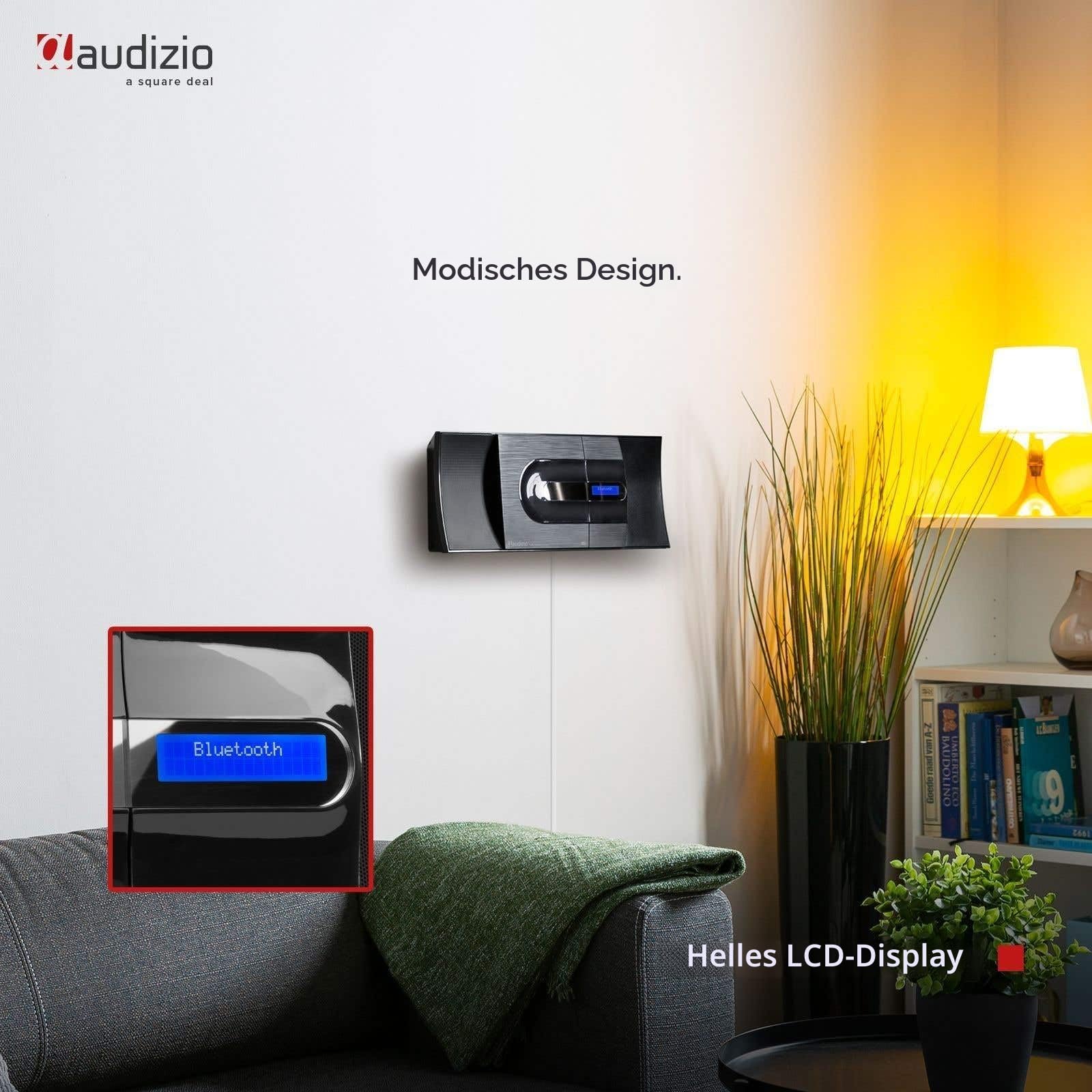 Audizio Tours - Stereoanlage Kompaktanlage mit CD, DAB Radio mit Bluetooth, MP3, USB, Küchenradio DAB Plus Radio mit Fernbedienung, Digitalradio Tuner, Schwarz