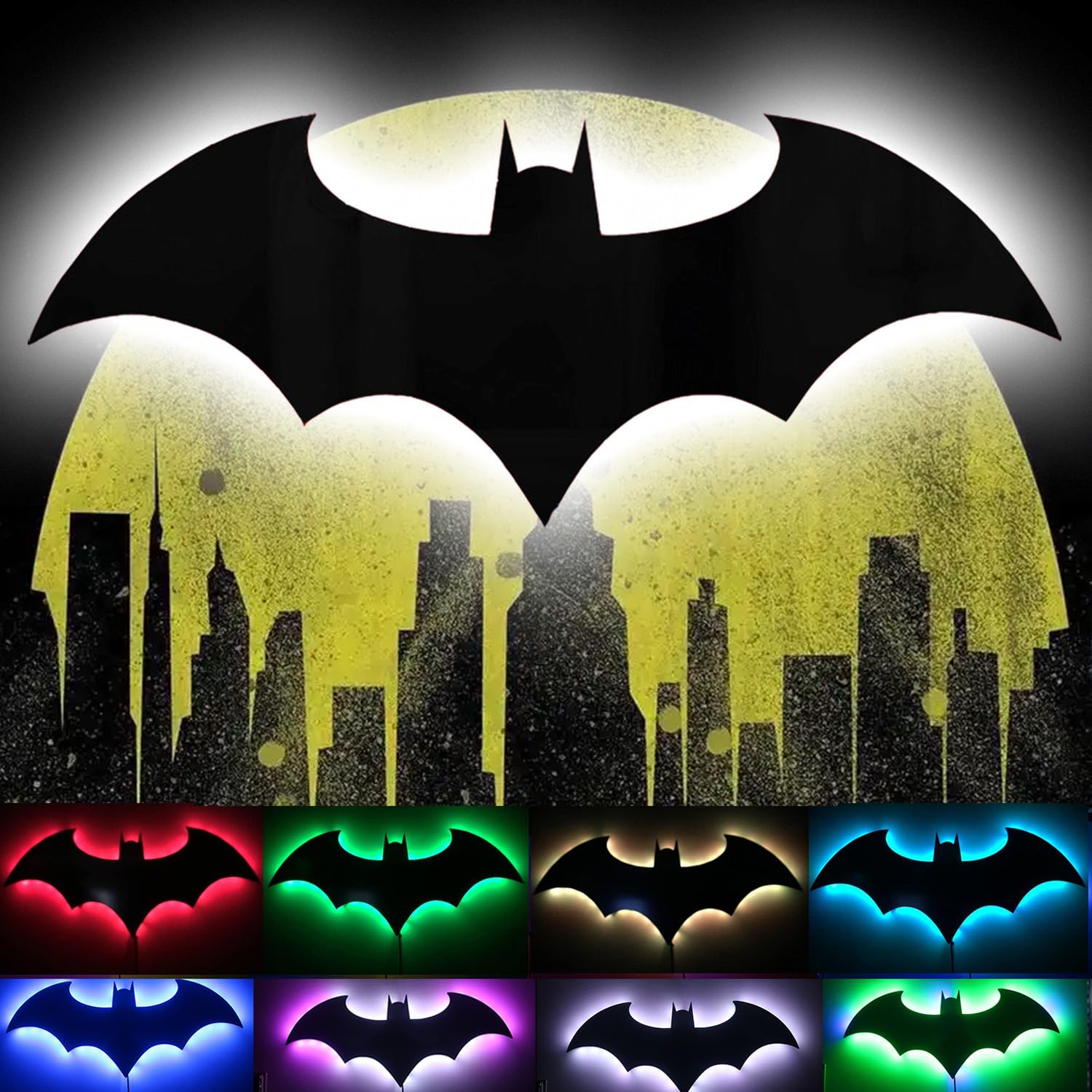 LED Bat Night Light Superhero Cool Signal Lamp with 16 Colors