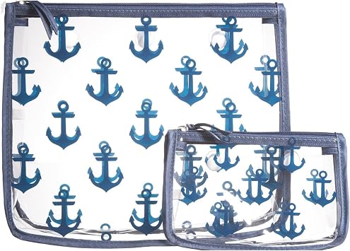 BOGG BAG Clear Designer Zipper Insert Set of 2 Travel Organizer Storage Pop In Original Bogg and Baby Navy Anchor