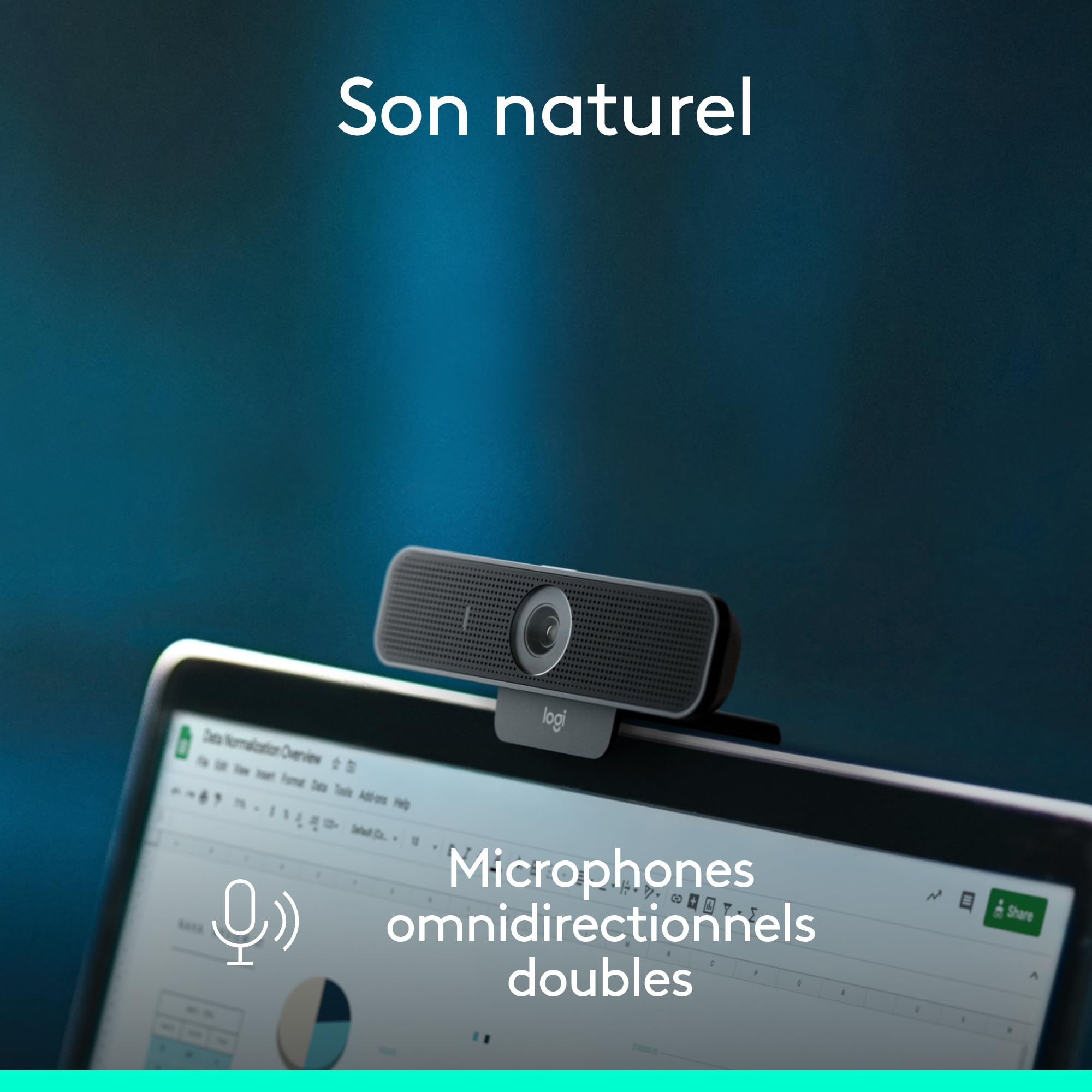 Logitech C925e, Webcam Professionnelle, vidéo HD 1080p/30 IPS, Correction lumière, autofocus, Son Clair, obturateur confidentialité, pour Microsoft Teams, Google Meet, Skype, WebEx, Cisco – Noir