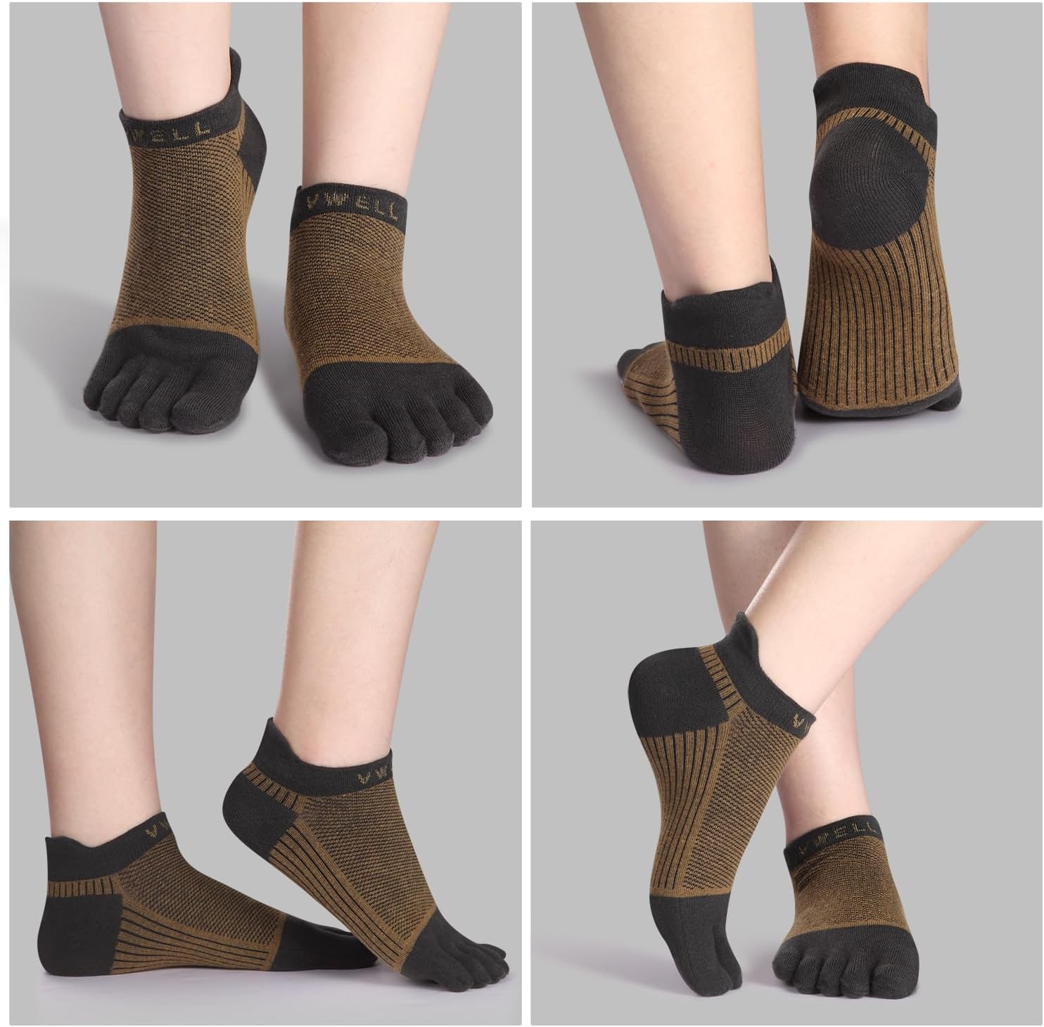 VWELL Toe Socks for Men Women Ankle Cotton Fingers Socks Running, 4 Pairs image 2