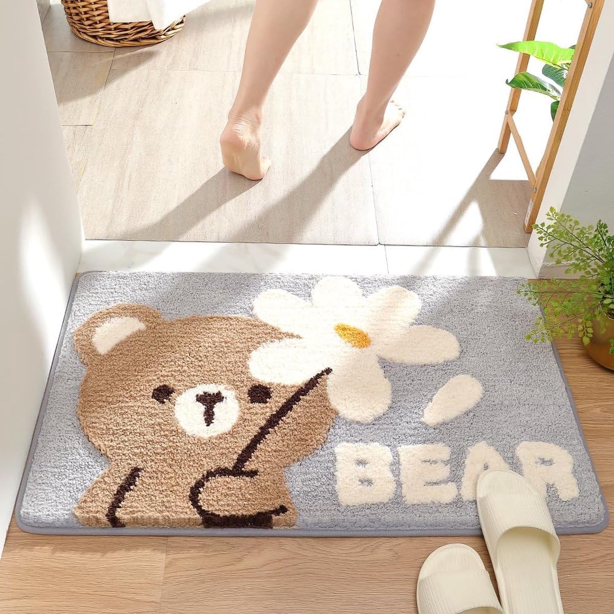 Cute Pink Bunny Bath Mat - Non-Slip & Washable -18